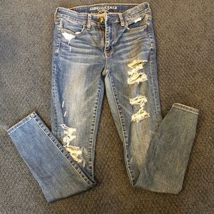 American Eagle super stretch X ripped jeans